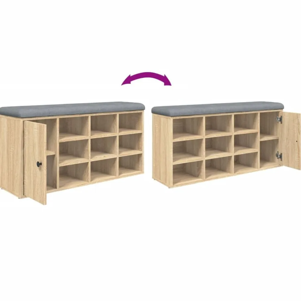 vidaXL Bancos-Zapatero madera de ingeniería 102x32x50 cm