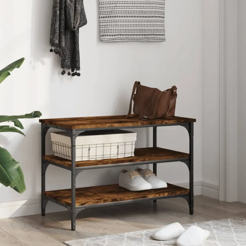 vidaXL Bancos-Zapatero madera de ingeniería 70x38,5x49 cm