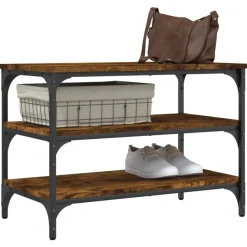 vidaXL Bancos-Zapatero madera de ingeniería 70x38,5x49 cm