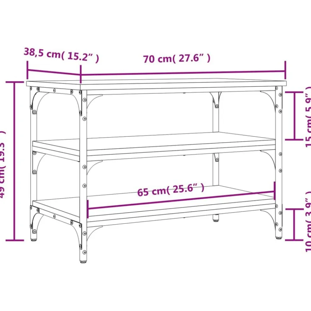 vidaXL Bancos-Zapatero madera de ingeniería 70x38,5x49 cm