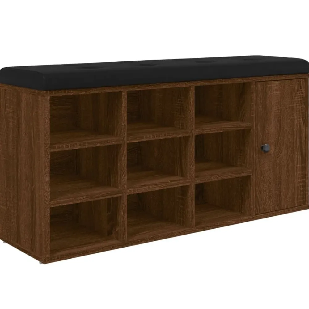 vidaXL Bancos-Zapatero madera de ingeniería marrón roble 102x32x50 cm