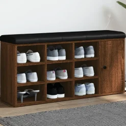 vidaXL Bancos-Zapatero madera de ingeniería marrón roble 102x32x50 cm
