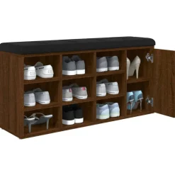 vidaXL Bancos-Zapatero madera de ingeniería marrón roble 102x32x50 cm