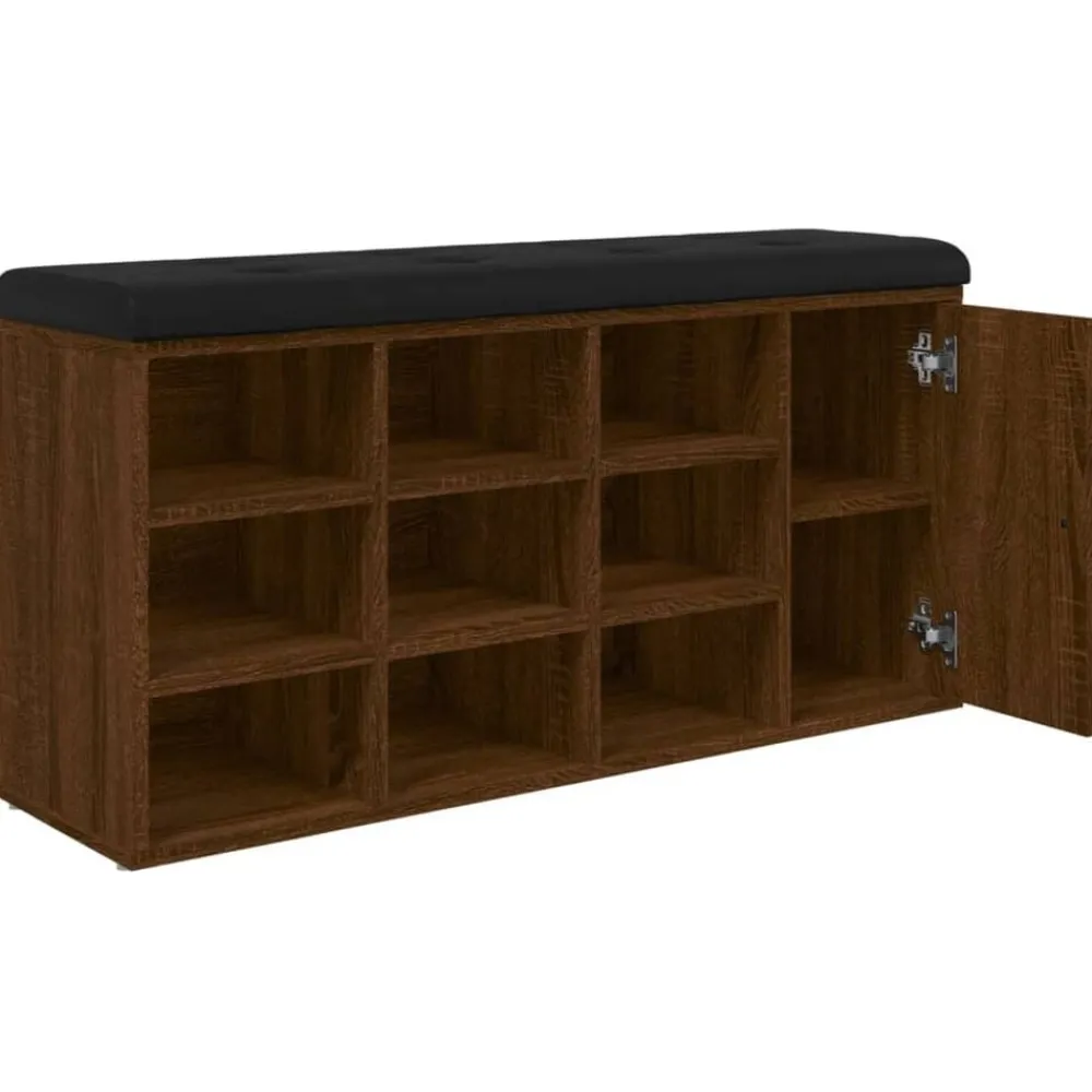 vidaXL Bancos-Zapatero madera de ingeniería marrón roble 102x32x50 cm