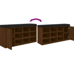 vidaXL Bancos-Zapatero madera de ingeniería marrón roble 102x32x50 cm