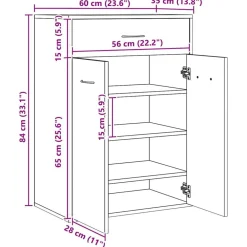 vidaXL Productos Del Hogar-Zapatero madera de ingeniería 60x35x84 cm