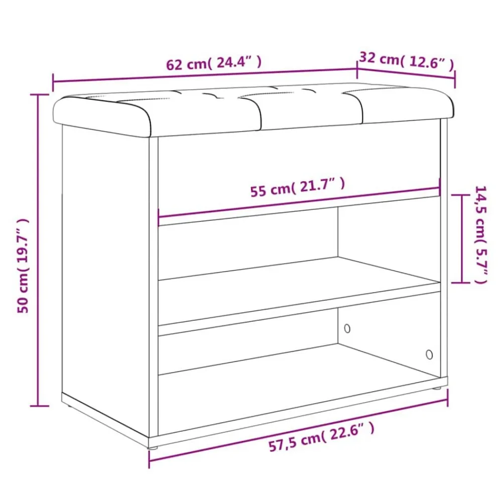vidaXL Zapatero madera de ingeniería gris hormigón 62x32x50 cm Gris hormigón Outlet