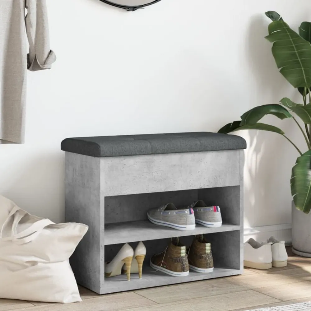 vidaXL Zapatero madera de ingeniería gris hormigón 62x32x50 cm Gris hormigón Outlet