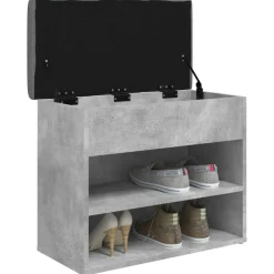 vidaXL Zapatero madera de ingeniería gris hormigón 62x32x50 cm Gris hormigón Outlet