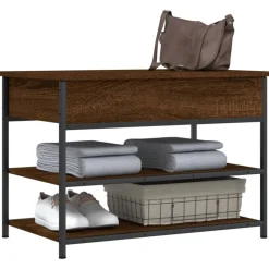 vidaXL Bancos-Zapatero madera de ingeniería roble ahumado 70x42,5x50 cm