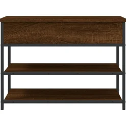 vidaXL Bancos-Zapatero madera de ingeniería roble ahumado 70x42,5x50 cm
