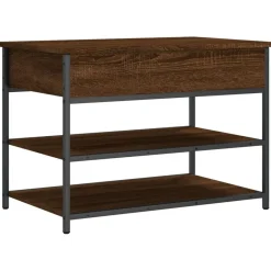vidaXL Bancos-Zapatero madera de ingeniería roble ahumado 70x42,5x50 cm
