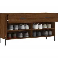 vidaXL Productos Del Hogar-Zapatero madera de ingeniería marrón roble 102x35x55 cm
