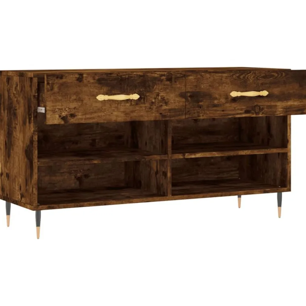 vidaXL Zapatero madera de ingeniería 102x35x55 cm Roble ahumado Discount