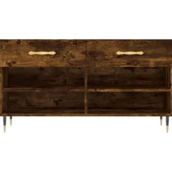 vidaXL Zapatero madera de ingeniería 102x35x55 cm Roble ahumado Discount