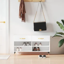 vidaXL Zapatero madera de ingeniería 102x35x55 cm Blanco Online