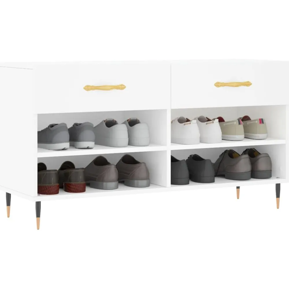 vidaXL Zapatero madera de ingeniería 102x35x55 cm Blanco Online