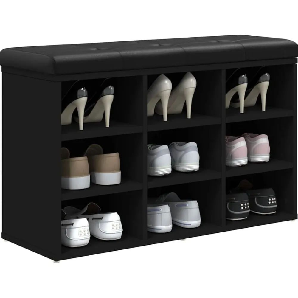 vidaXL Zapatero madera de ingeniería 82x32x50 cm Negro Sale