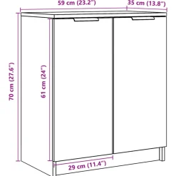 vidaXL Productos Del Hogar-Zapatero madera de ingeniería envejecida 59x35x70 cm