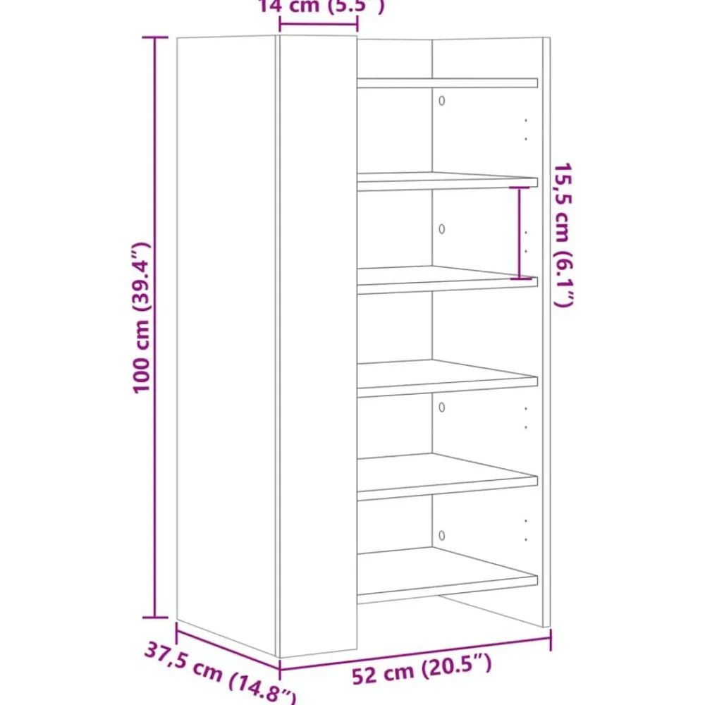 vidaXL Zapatero madera de ingeniería 52x37,5x100 cm Blanco Clearance
