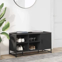 vidaXL Bancos-Zapatero madera de ingeniería y metal 100x40x53,5cm