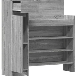 vidaXL Zapatero madera de ingeniería 100,5x28x100 cm Gris sonoma Hot