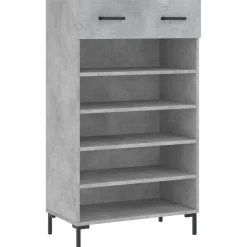 vidaXL Productos Del Hogar-Zapatero madera de ingeniería gris hormigón 60x35x105 cm