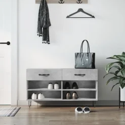 vidaXL Zapatero madera de ingeniería gris hormigón 102x35x55 cm Gris hormig&oacute;n Online