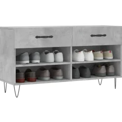 vidaXL Zapatero madera de ingeniería gris hormigón 102x35x55 cm Gris hormig&oacute;n Online