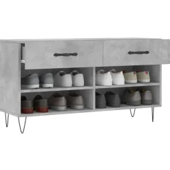 vidaXL Zapatero madera de ingeniería gris hormigón 102x35x55 cm Gris hormig&oacute;n Online