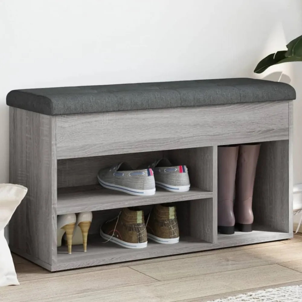 vidaXL Zapatero madera de ingeniería 82x32x45,5 cm Gris sonoma Clearance