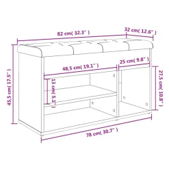 vidaXL Zapatero madera de ingeniería 82x32x45,5 cm Gris sonoma Clearance