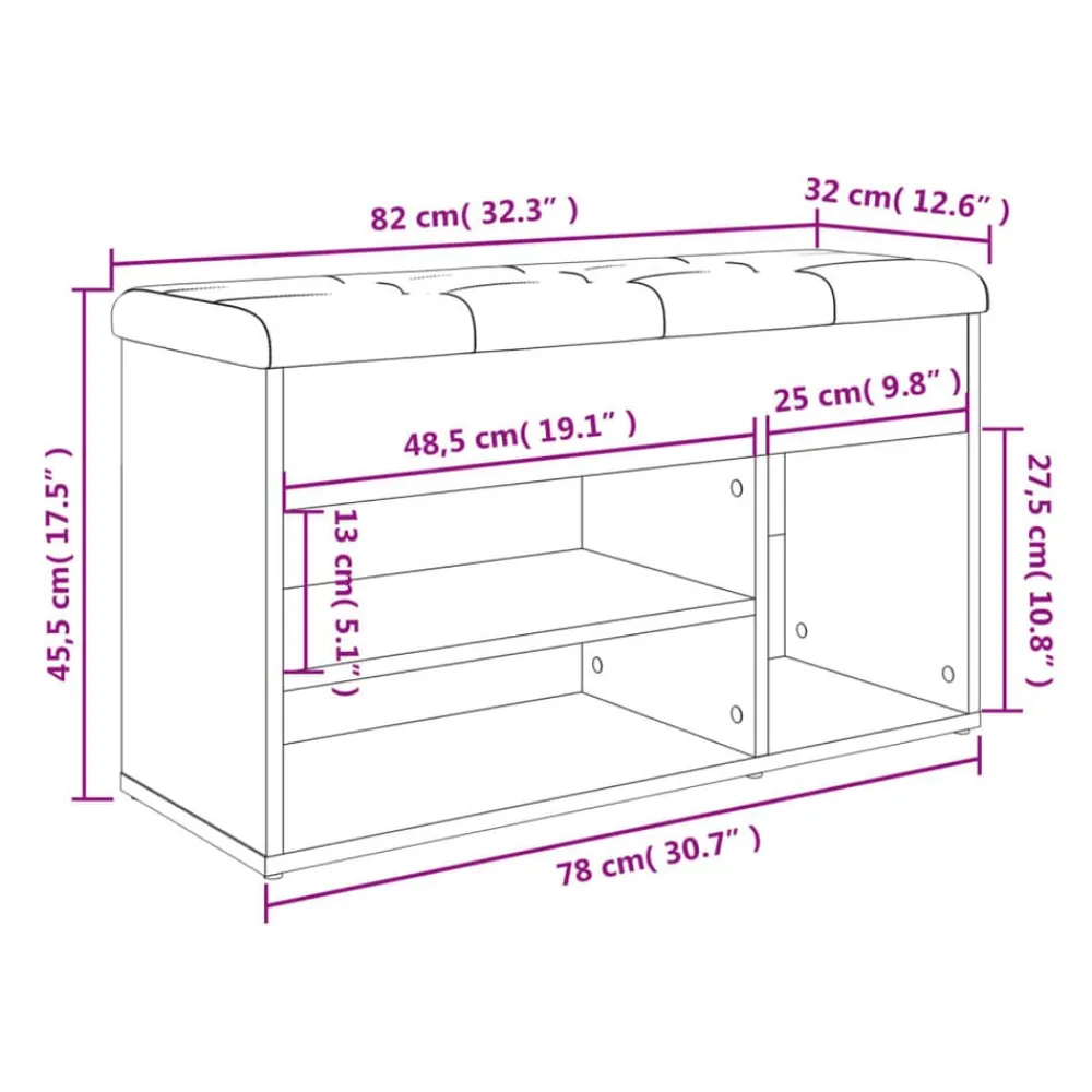 vidaXL Zapatero madera de ingeniería 82x32x45,5 cm Gris sonoma Clearance