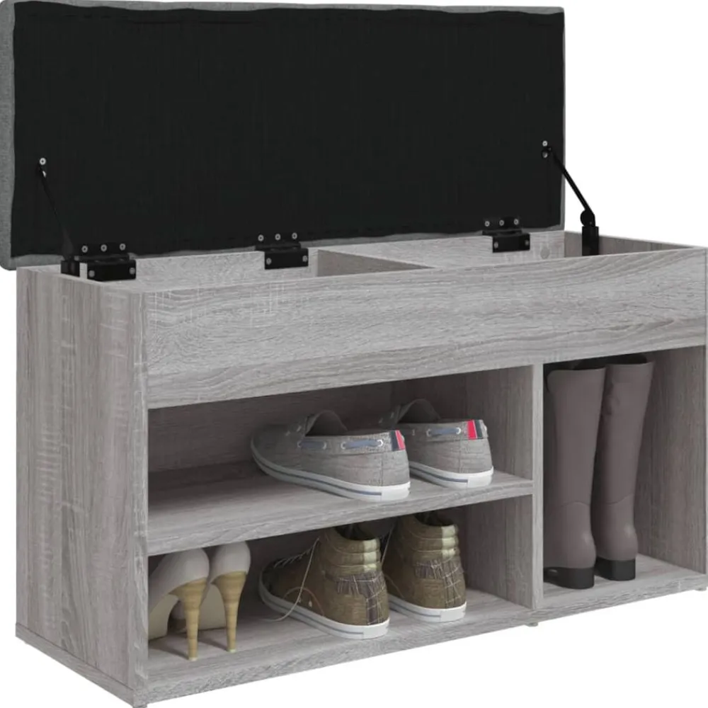 vidaXL Zapatero madera de ingeniería 82x32x45,5 cm Gris sonoma Clearance