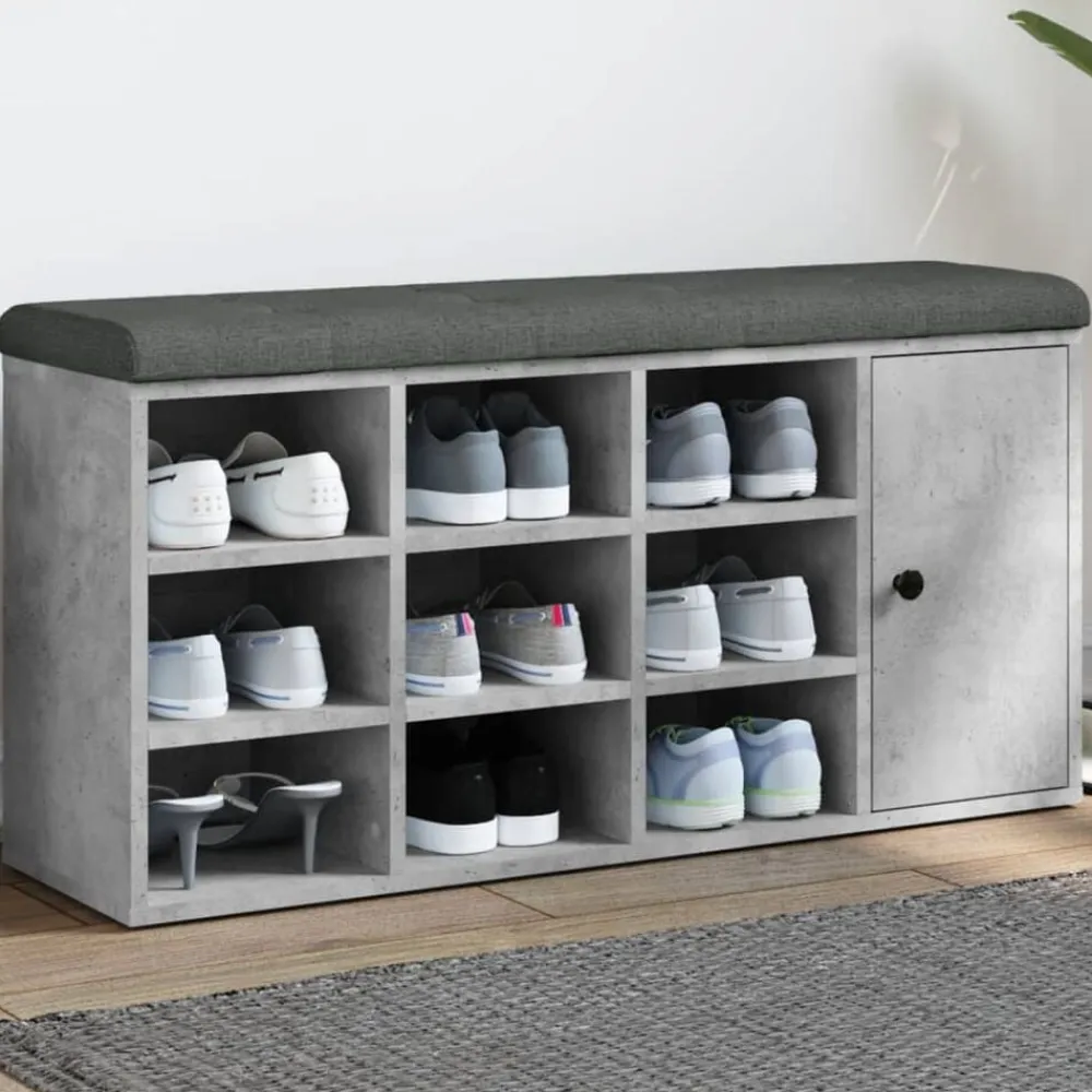 vidaXL Zapatero madera de ingeniería gris hormigón 102x32x50 cm Gris hormigón Sale