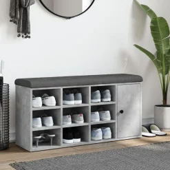 vidaXL Zapatero madera de ingeniería gris hormigón 102x32x50 cm Gris hormigón Sale