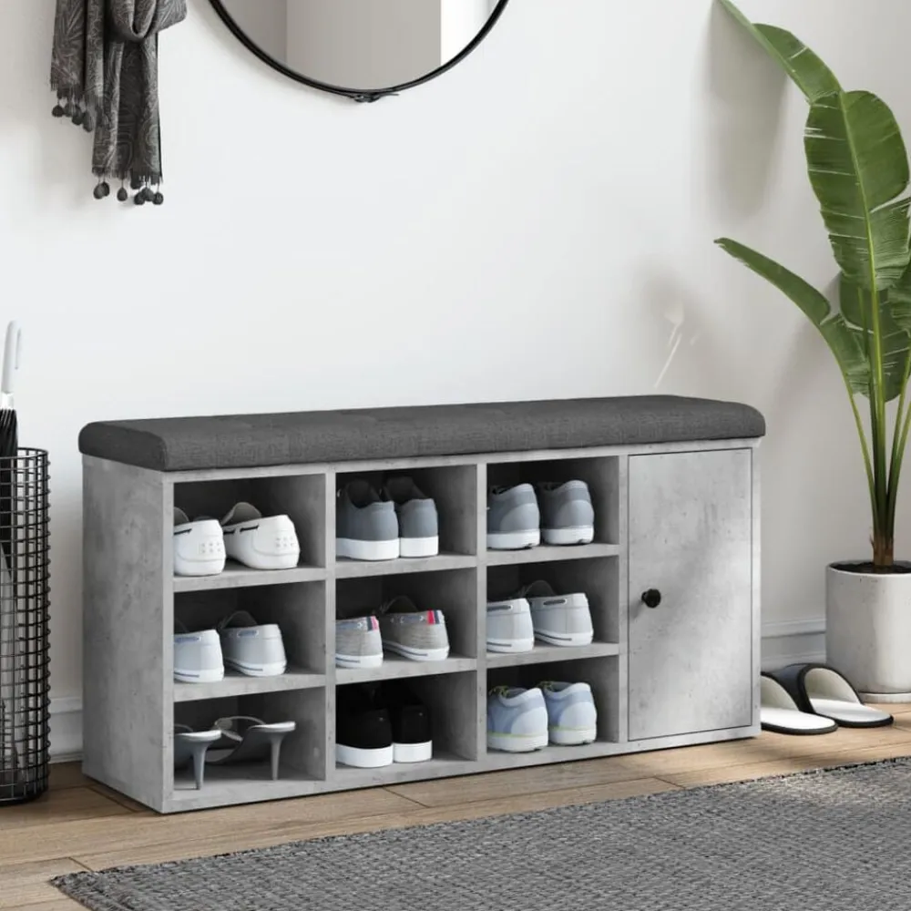 vidaXL Zapatero madera de ingeniería gris hormigón 102x32x50 cm Gris hormigón Sale