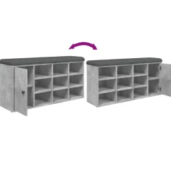 vidaXL Zapatero madera de ingeniería gris hormigón 102x32x50 cm Gris hormigón Sale