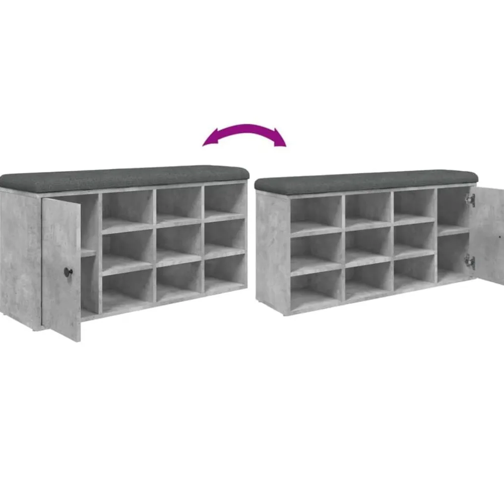 vidaXL Zapatero madera de ingeniería gris hormigón 102x32x50 cm Gris hormigón Sale