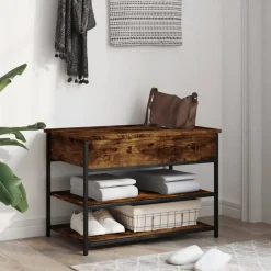 vidaXL Zapatero madera de ingeniería 70x42,5x50 cm Roble ahumado Hot
