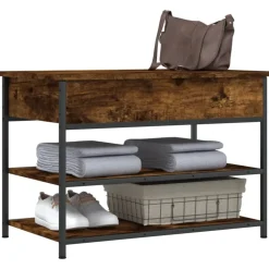 vidaXL Zapatero madera de ingeniería 70x42,5x50 cm Roble ahumado Hot