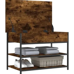 vidaXL Zapatero madera de ingeniería 70x42,5x50 cm Roble ahumado Hot
