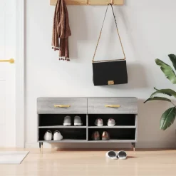 vidaXL Zapatero madera de ingeniería 102x35x55 cm Gris sonoma Sale