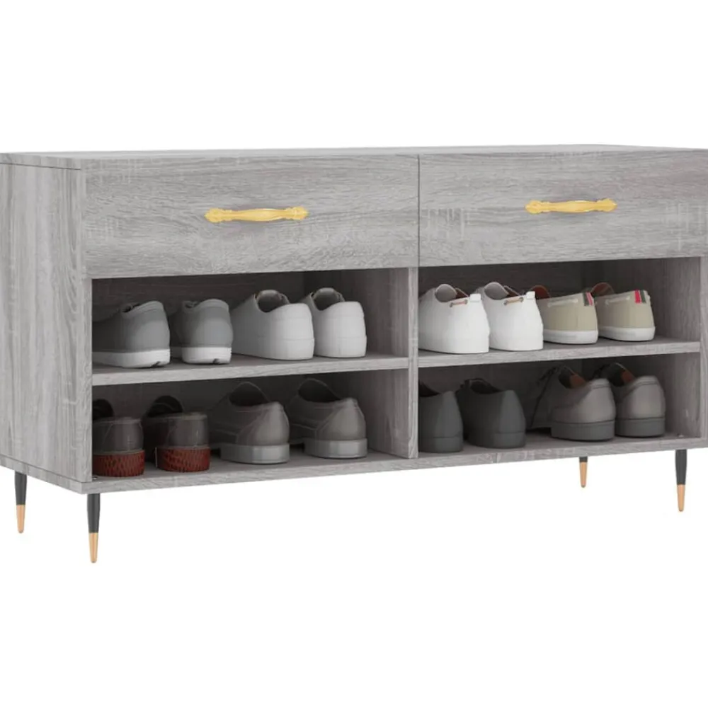 vidaXL Zapatero madera de ingeniería 102x35x55 cm Gris sonoma Sale