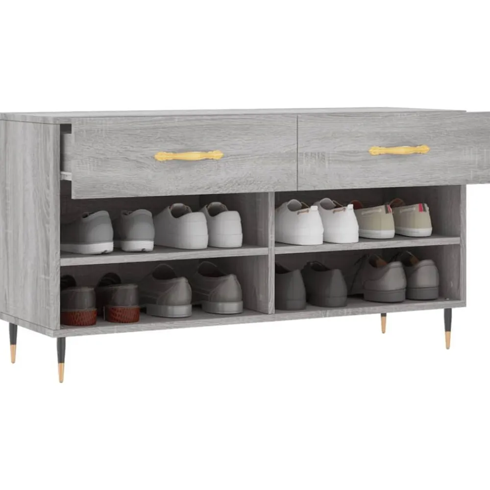 vidaXL Zapatero madera de ingeniería 102x35x55 cm Gris sonoma Sale