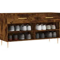 vidaXL Zapatero madera de ingeniería 102x35x55 cm Roble ahumado Hot