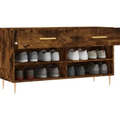 vidaXL Zapatero madera de ingeniería 102x35x55 cm Roble ahumado Hot