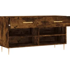 vidaXL Zapatero madera de ingeniería 102x35x55 cm Roble ahumado Hot