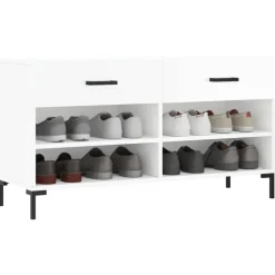 vidaXL Productos Del Hogar-Zapatero madera de ingeniería blanco brillo 102x35x55 cm