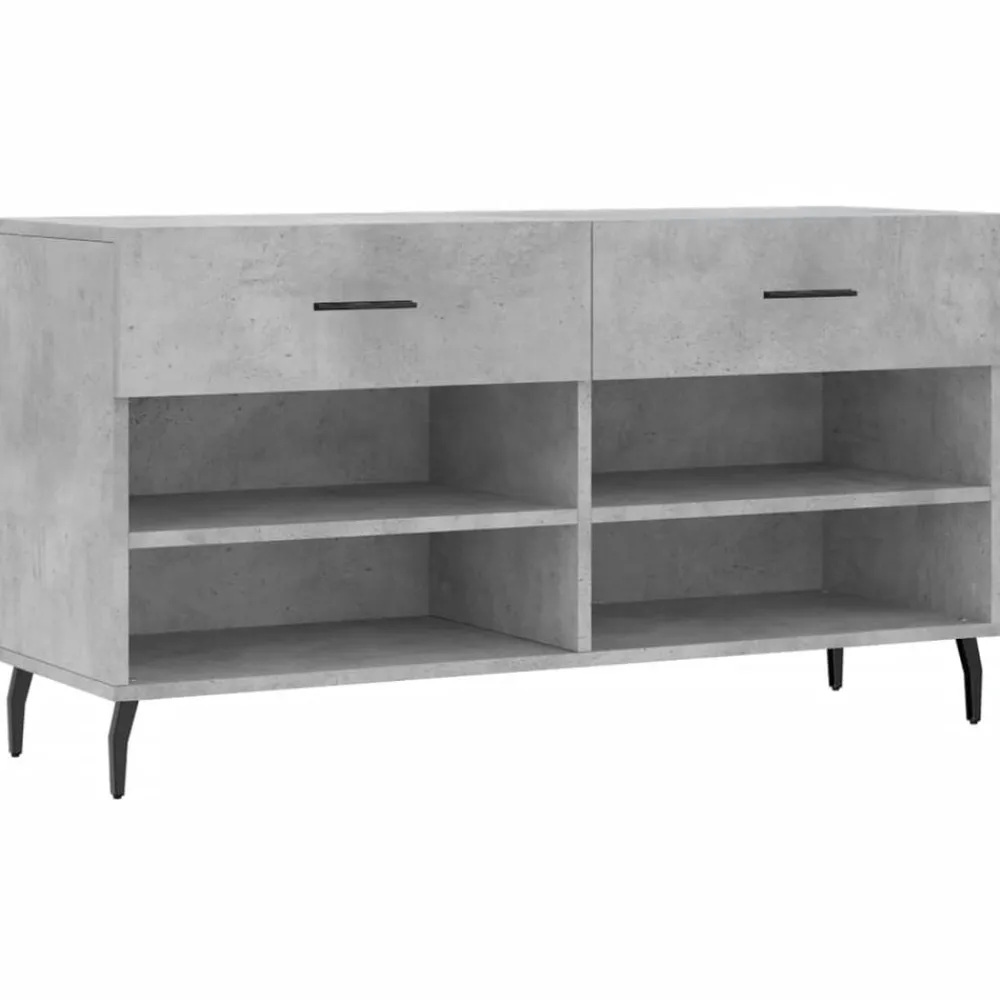 vidaXL Zapatero madera de ingeniería gris hormigón 102x35x55 cm Gris hormigón Discount